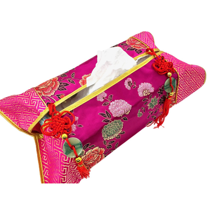 Fuchsia Asian Brocade Tissue Cover