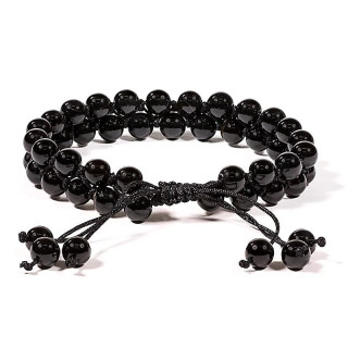Bracelet Agate noire double fil ajustable | Pieralune