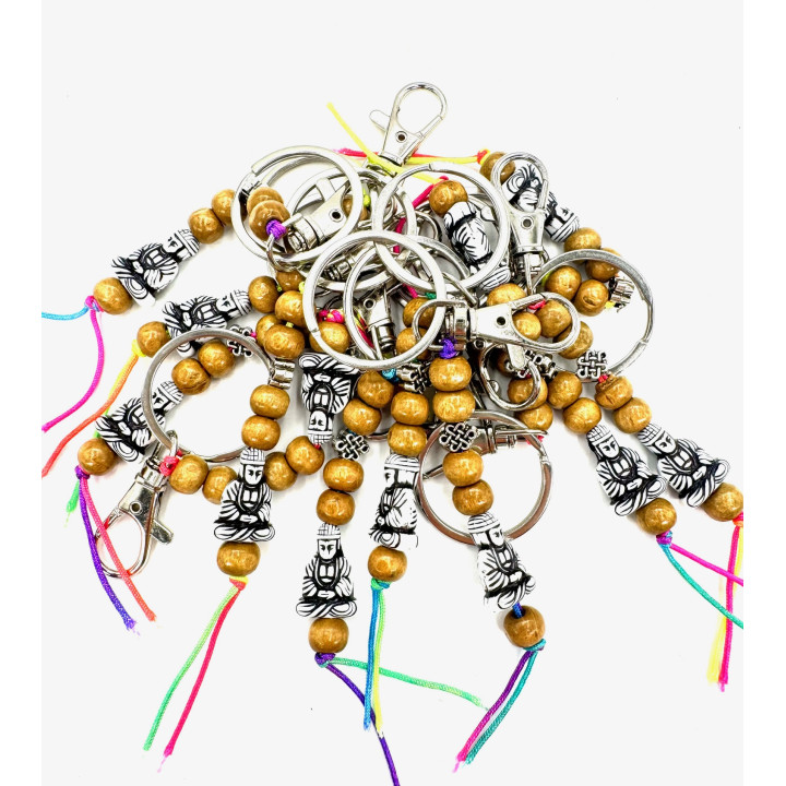 Lucky Meditation Buddha Keychains - Black 12 pieces