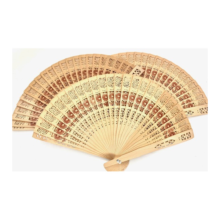 Wooden Flower Hand Fan ( 10 pieces)