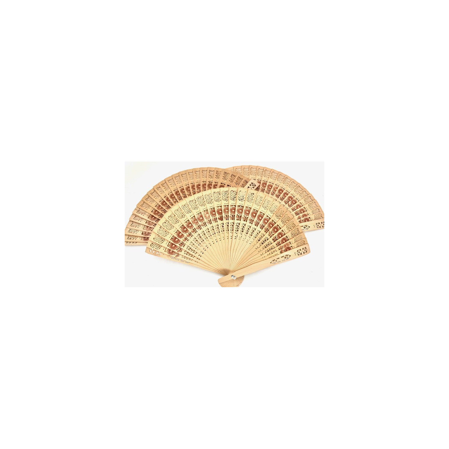 Wooden Flower Hand Fan ( 10 pieces)