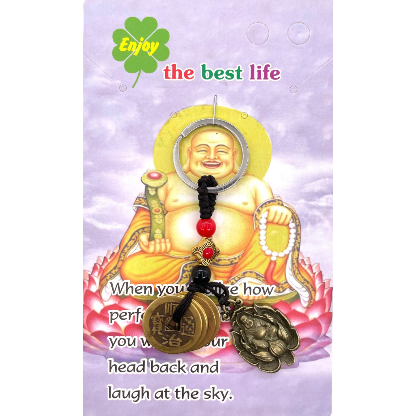 Lucky Coins Buddha on Lotus Keychain (Luxury)