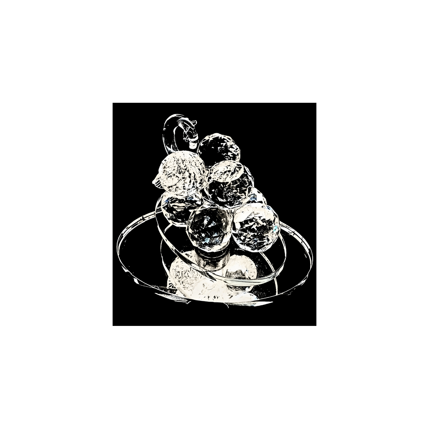 Crystal Glass Grapes on Turning Scale – Large