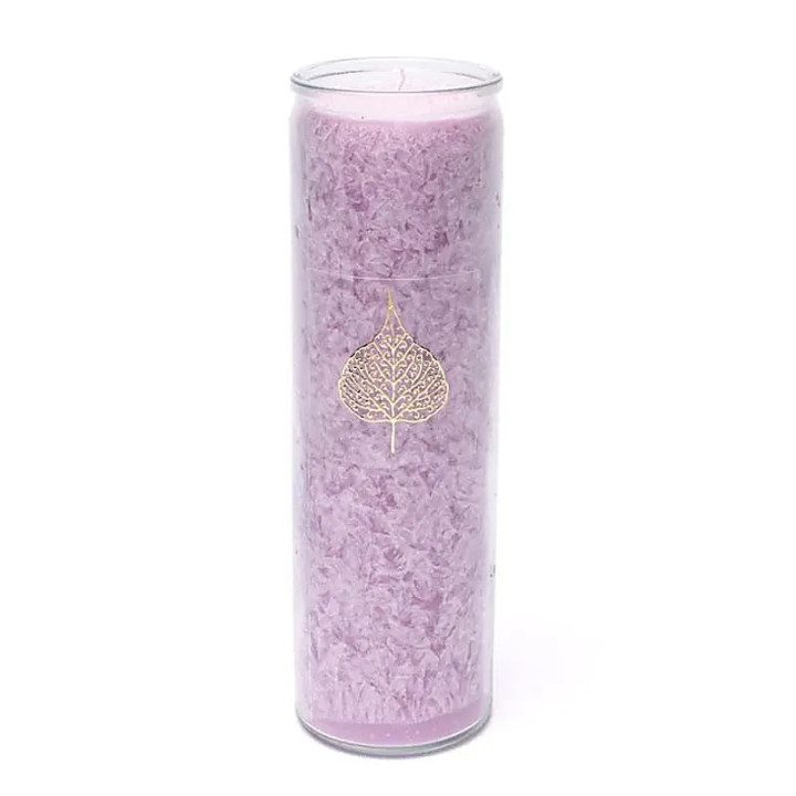 Bougie stéarine feuille de bodhi lilas non parfumée | Pieralune