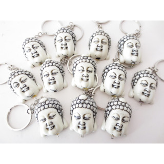Meditation Buddha head keyhanger white