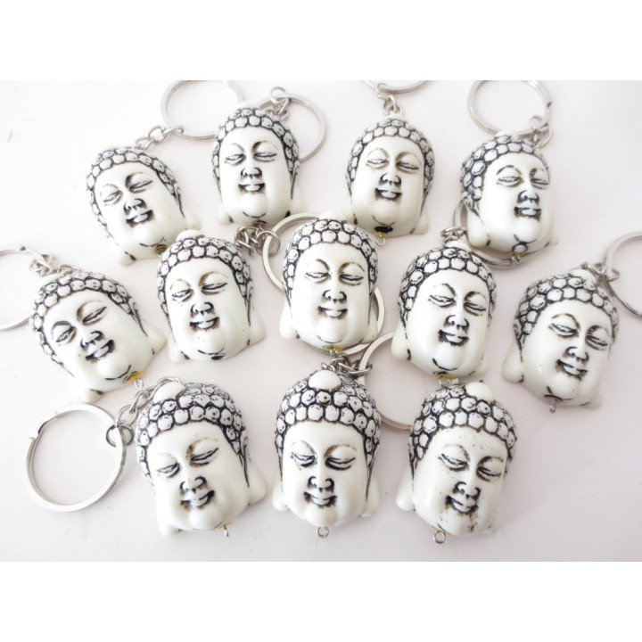 Meditation Buddha head keyhanger white
