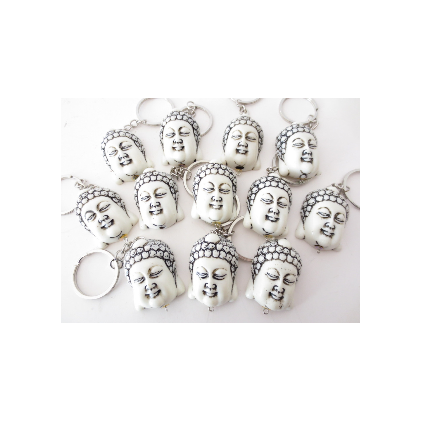 Meditation Buddha head keyhanger white
