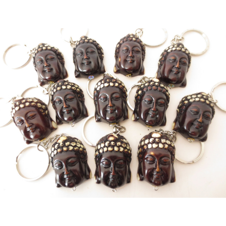 Meditation Buddha head keyhanger brown