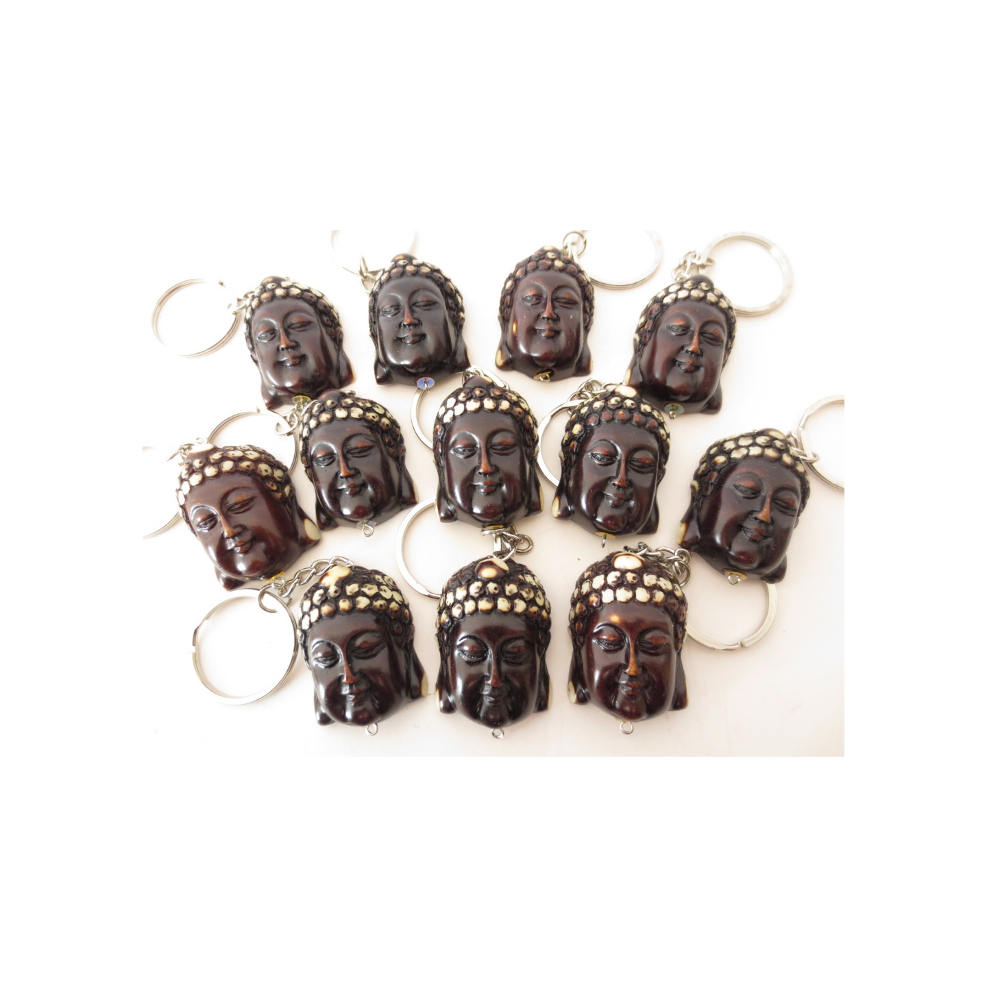 Meditation Buddha head keyhanger brown