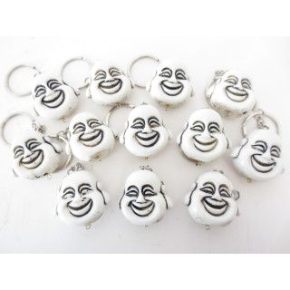 Happy Buddha head keyhanger white