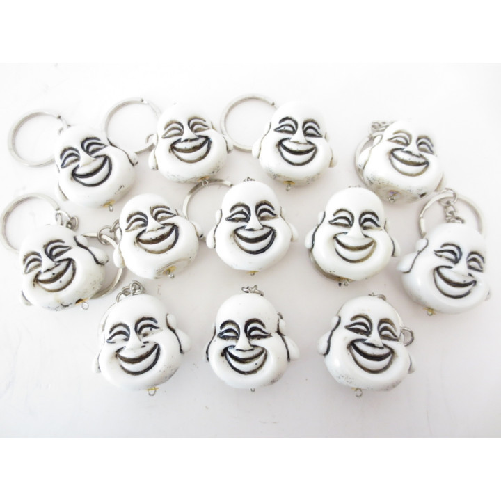 Happy Buddha head keyhanger white
