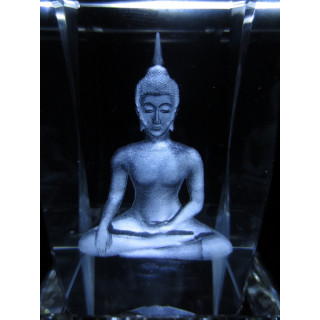 3D Crystal Laser Engraved Block – Thai Buddha