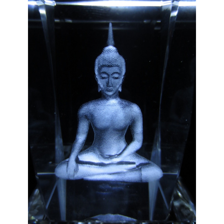 3D Crystal Laser Engraved Block – Thai Buddha