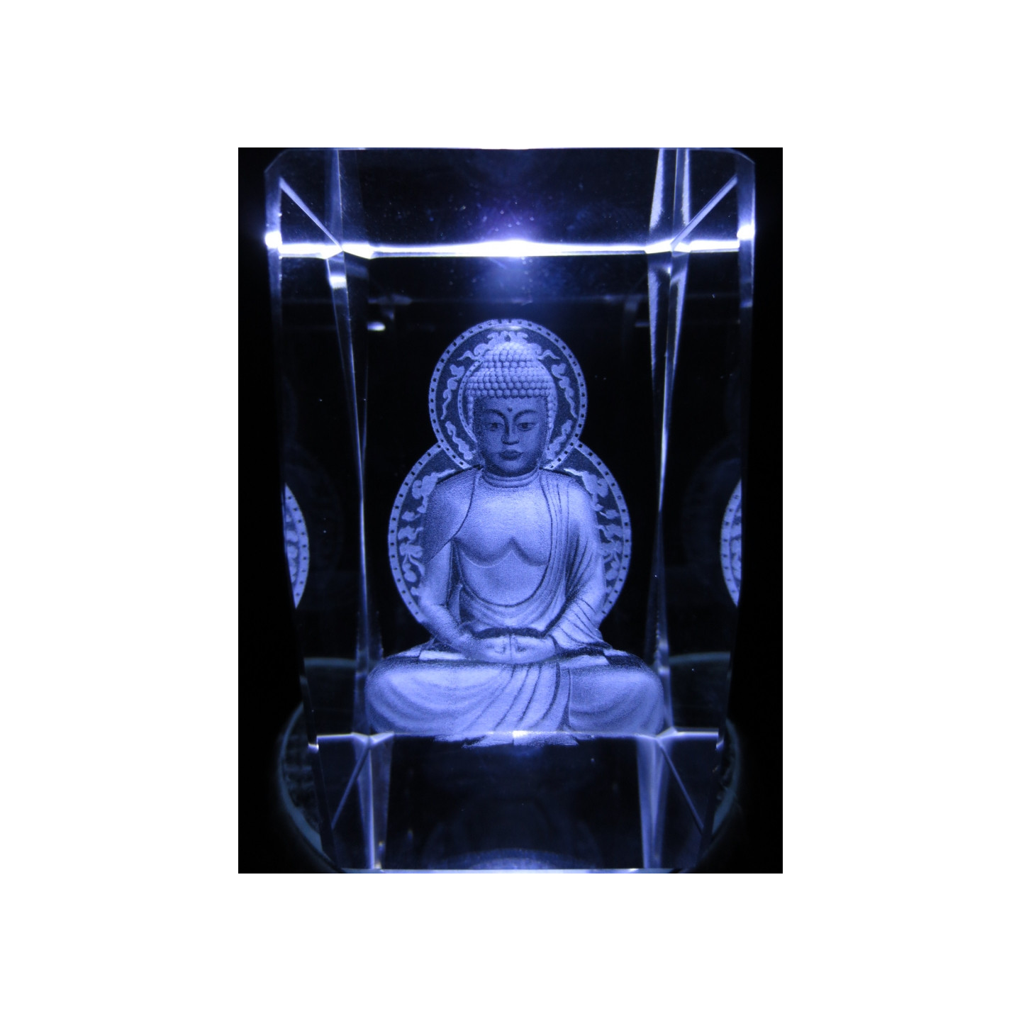 3D Crystal Laser Engraved Block – Meditating Buddha