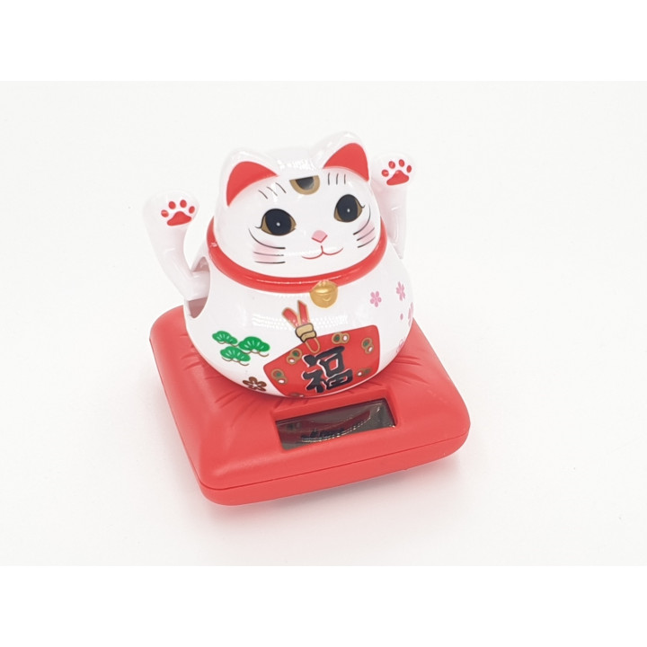 Wholesale - Lucky Cat Solar Light White with 2 moving arms