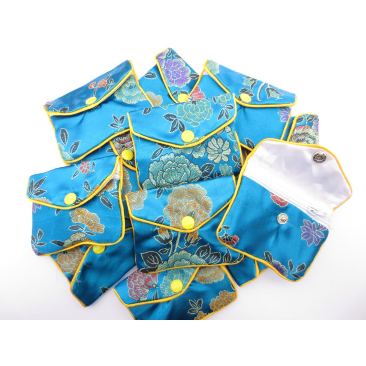 Turquoise Traditional Chinese Brocade Pouch Set (12 pieces)