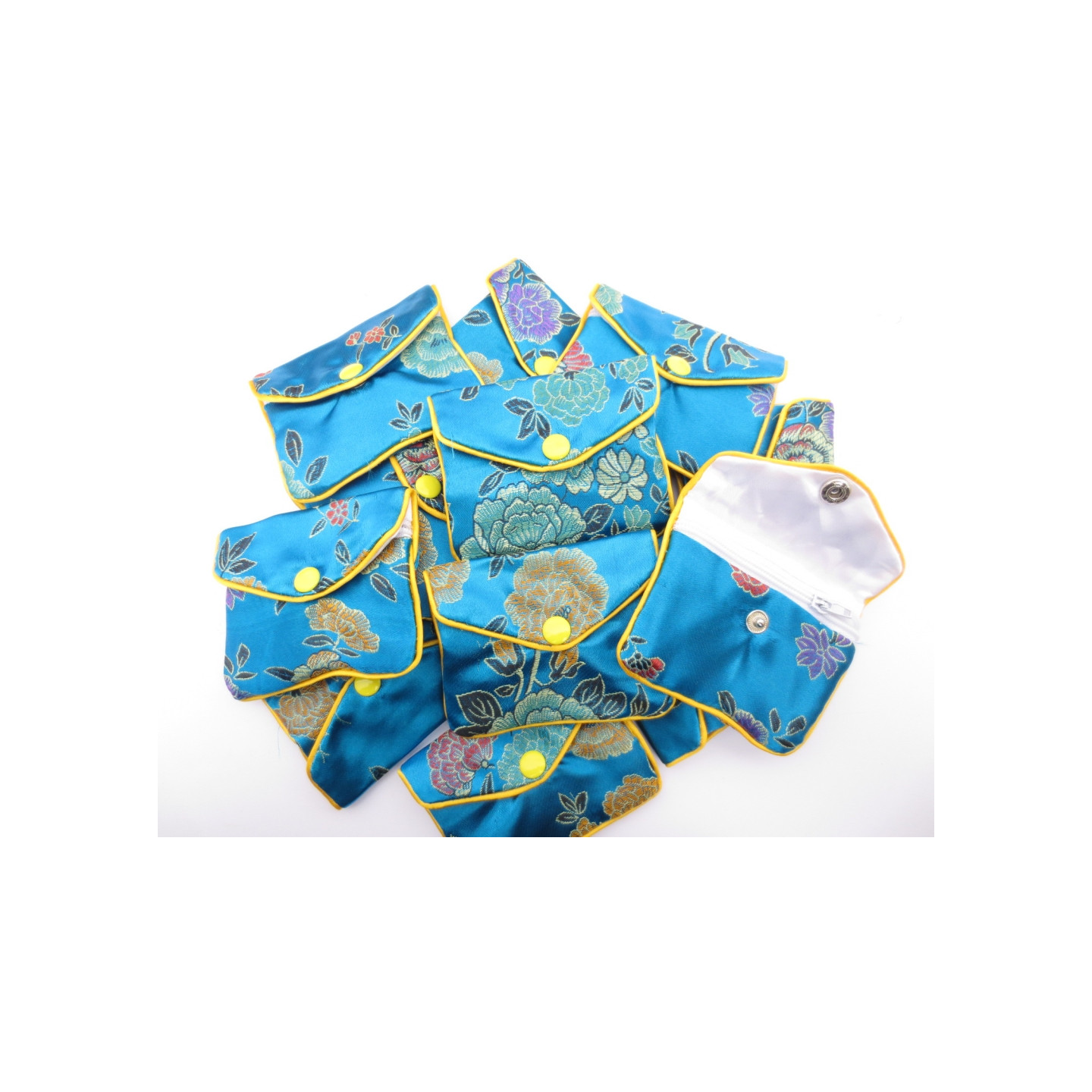 Turquoise Traditional Chinese Brocade Pouch Set (12 pieces)