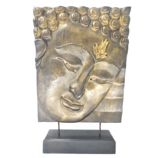Buddha wooden painting on standard brown/gold