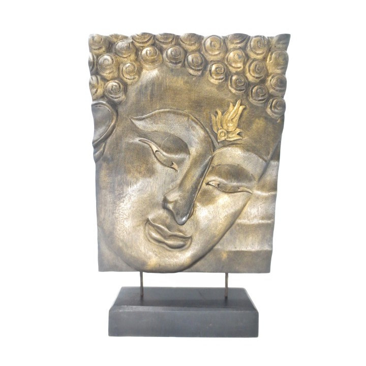 Buddha wooden painting on standard brown/gold