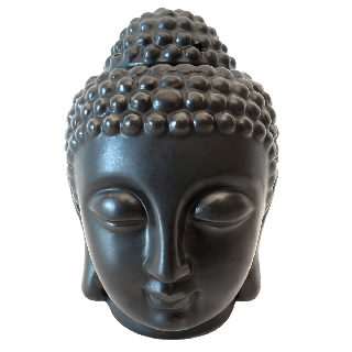 Black Ceramic Buddha Head Oil Burner (13 cm)