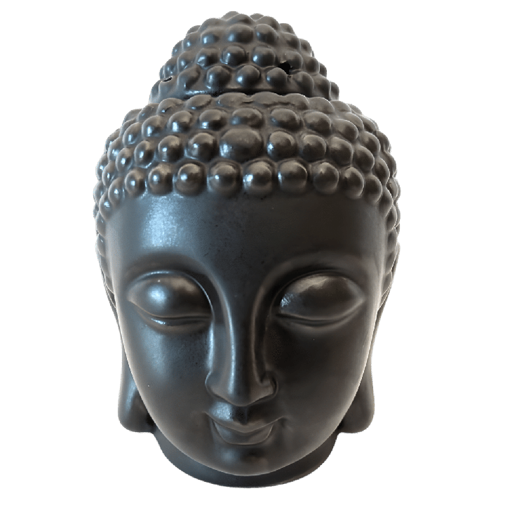 Black Ceramic Buddha Head Oil Burner (13 cm)