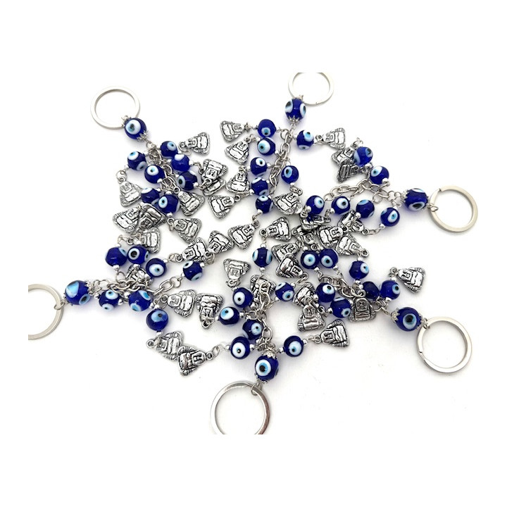 Blue Evil Eye Key Hanger with Buddha Set of 6