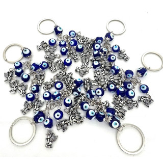 Blue Evil Eye Key Hanger with Angels Set of 6