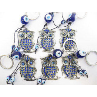 Blue Evil Eye Keychain Set Owl (6 pieces)