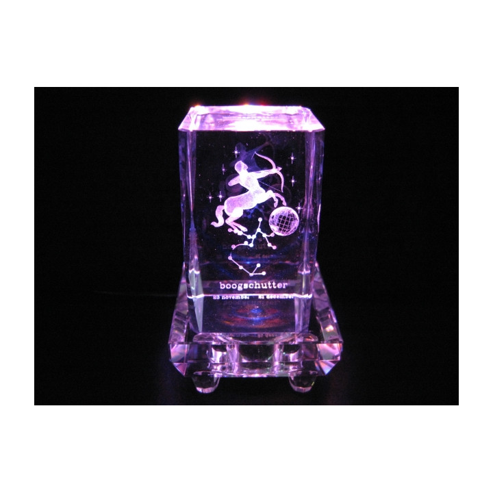 3D Crystal Laser Engraved Block - Sagittarius