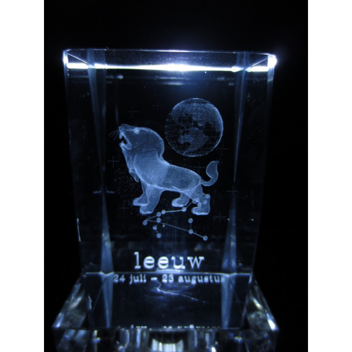3D Crystal Laser Engraved Block - Leo