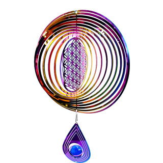 Medium Cosmo Windspinner Flower of Life - Rainbow Drop