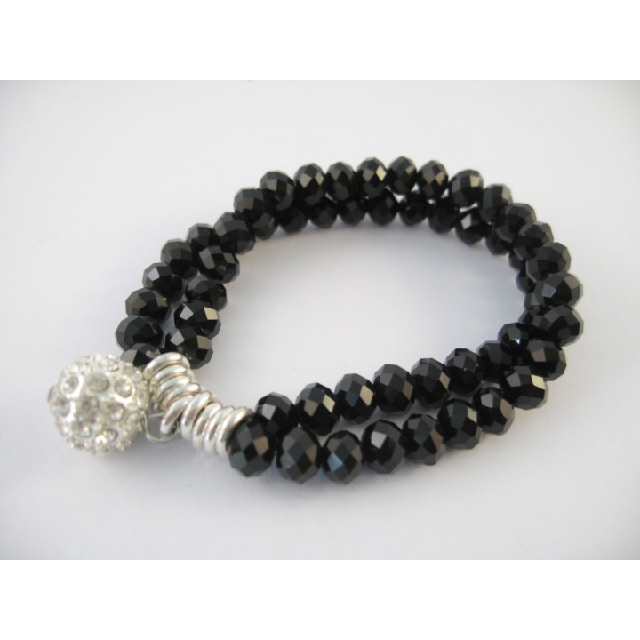 Black Crystal Beaded Bracelet