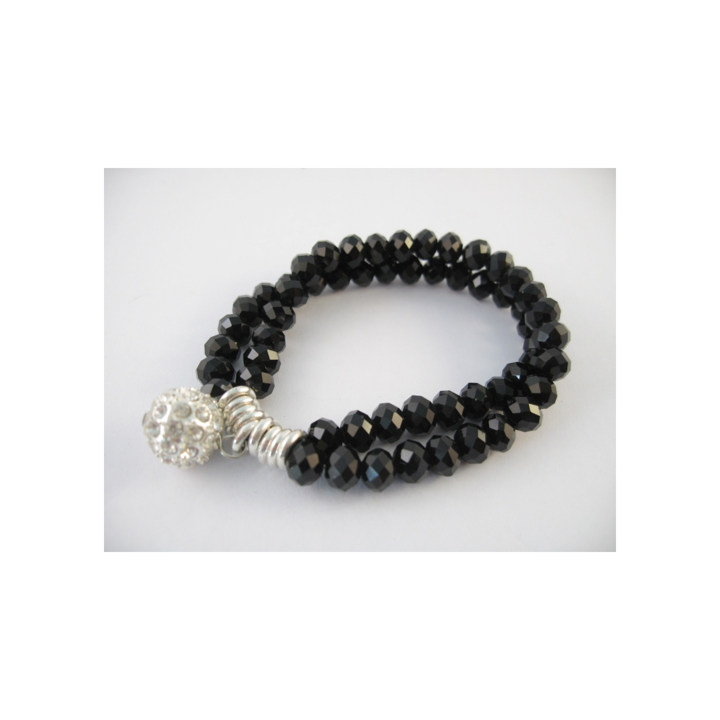 Black Crystal Beaded Bracelet