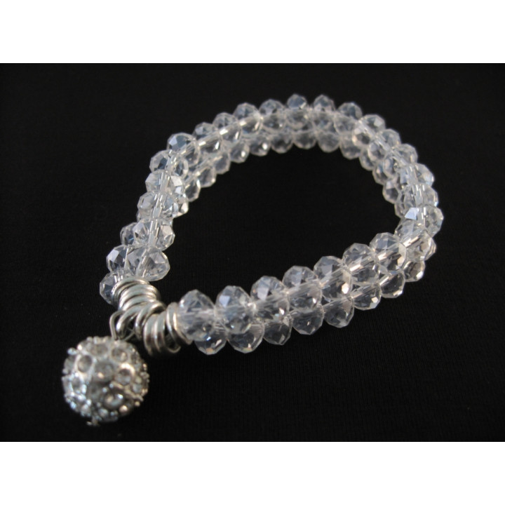 White Crystal Beaded Bracelet