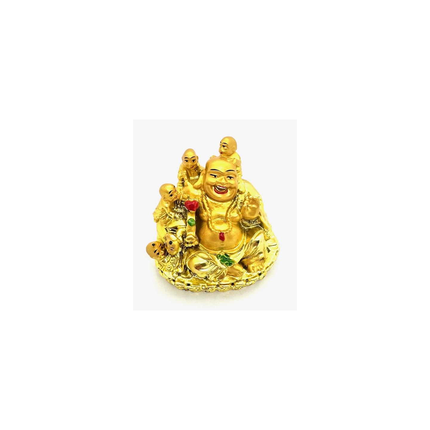 Golden Laughing Buddha with Children Statue