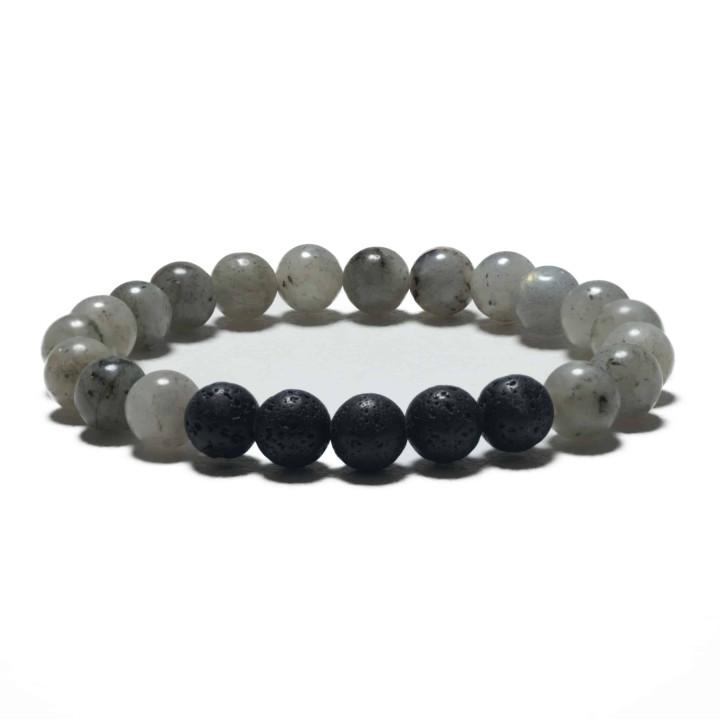 8mm Bracelet without Gift Box - Labradorite and Lava Stone