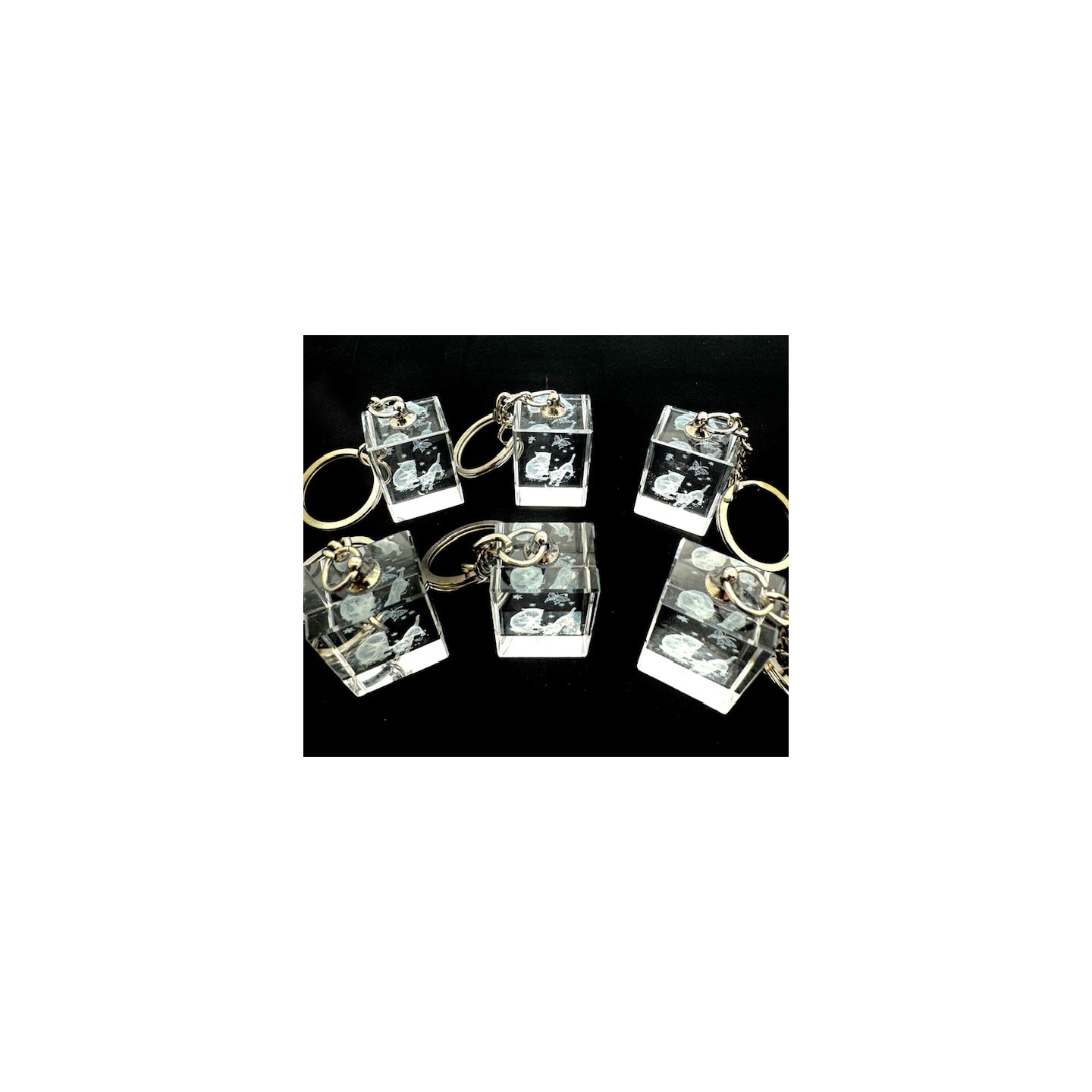 Crystal Cats Keychain Set – (6 Pieces)
