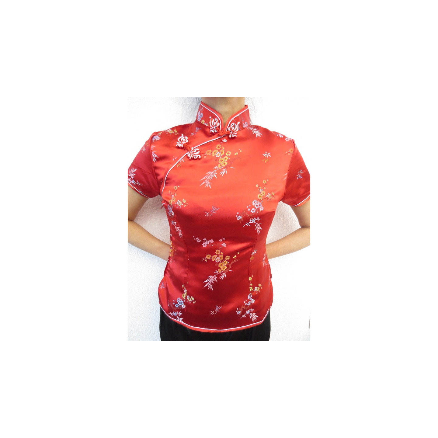 Shanghai blouse blossom red