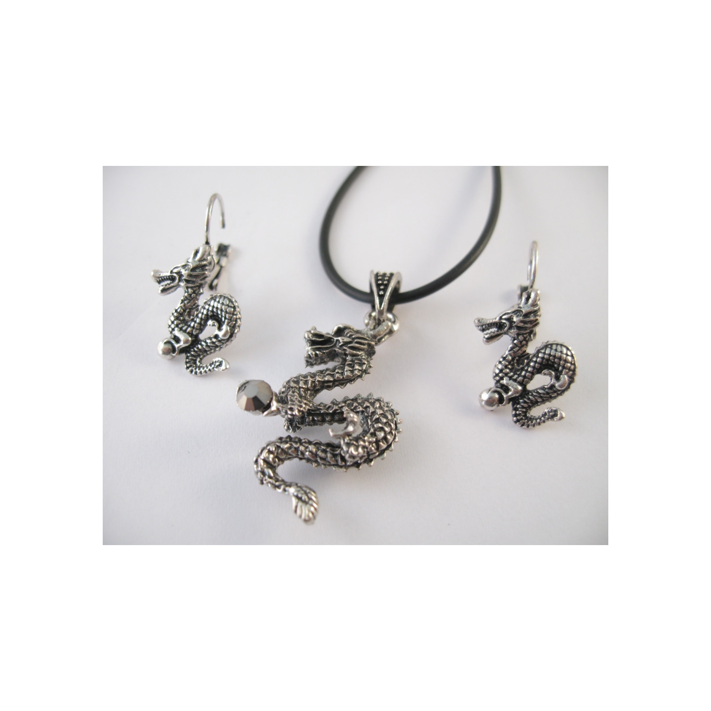 Dragon necklace and earring