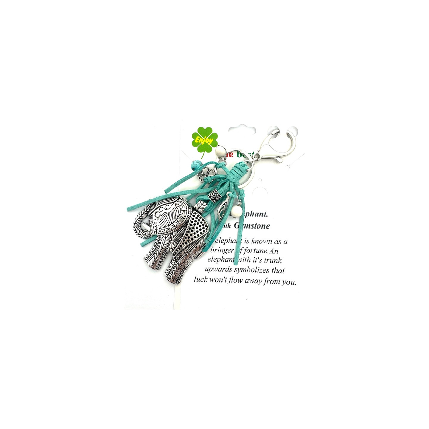 Wholesale Metal Elephant Keychain with Turquoise Tassels