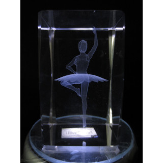 3D Crystal Laser Engraved Block – Ballerina