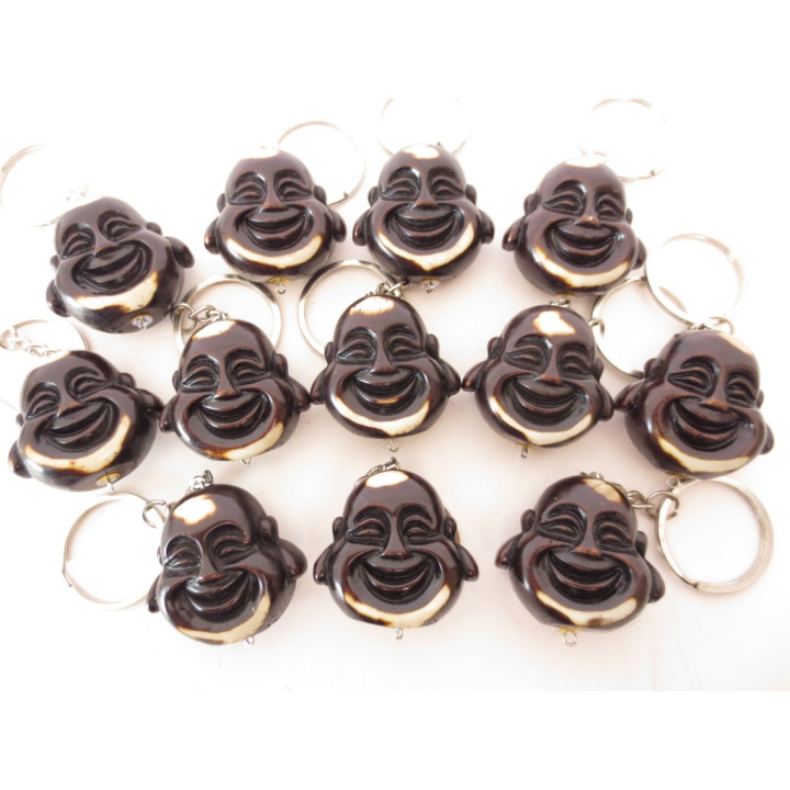 Happy Buddha head keyhanger brown