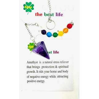 Amethyst 7 Chakra Gemstone Pendulum