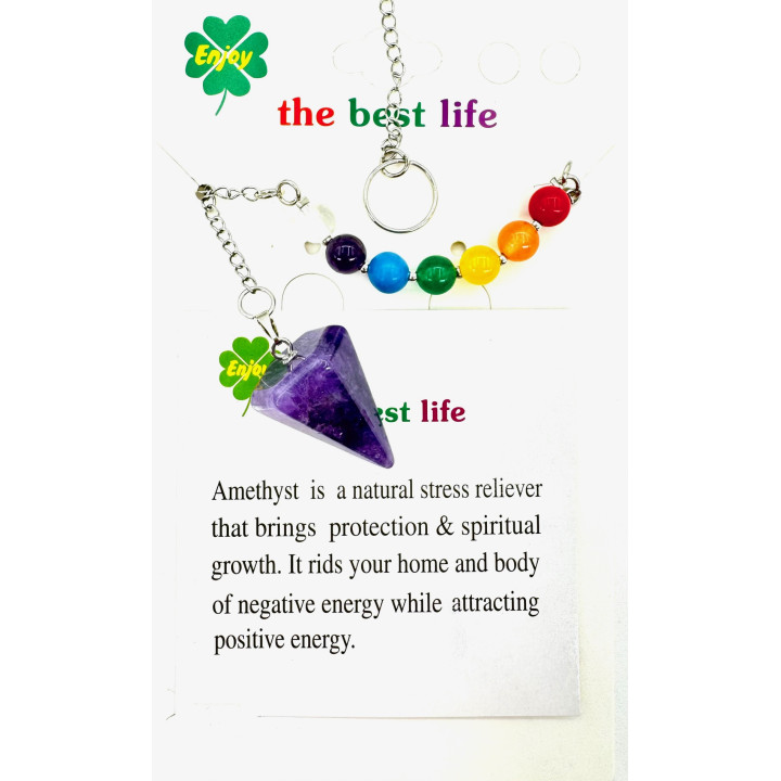 Amethyst 7 Chakra Gemstone Pendulum