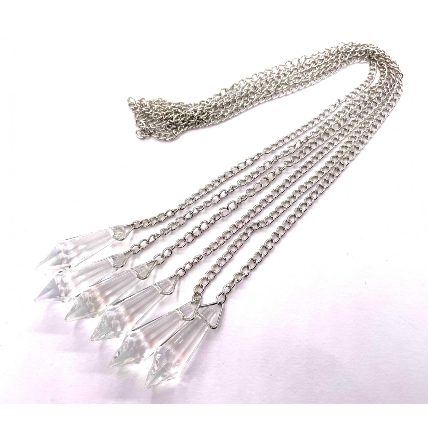 Rock Crystal Point Pendulum with Chain Set (6 pieces)