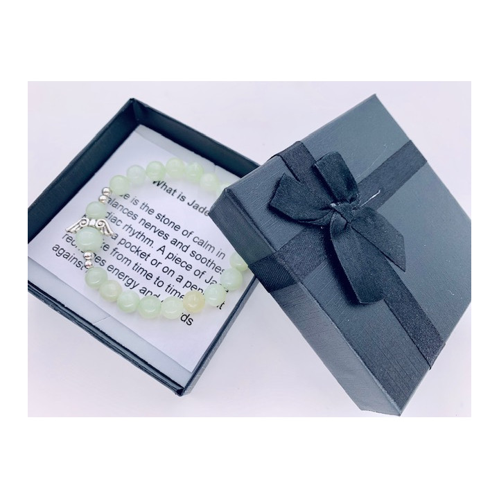 8mm Angel Bracelet with Box - Jade