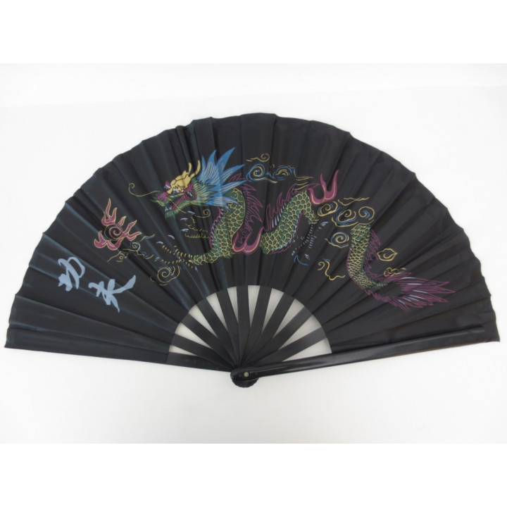 Black Tai Chi Hand Fan – Dragon