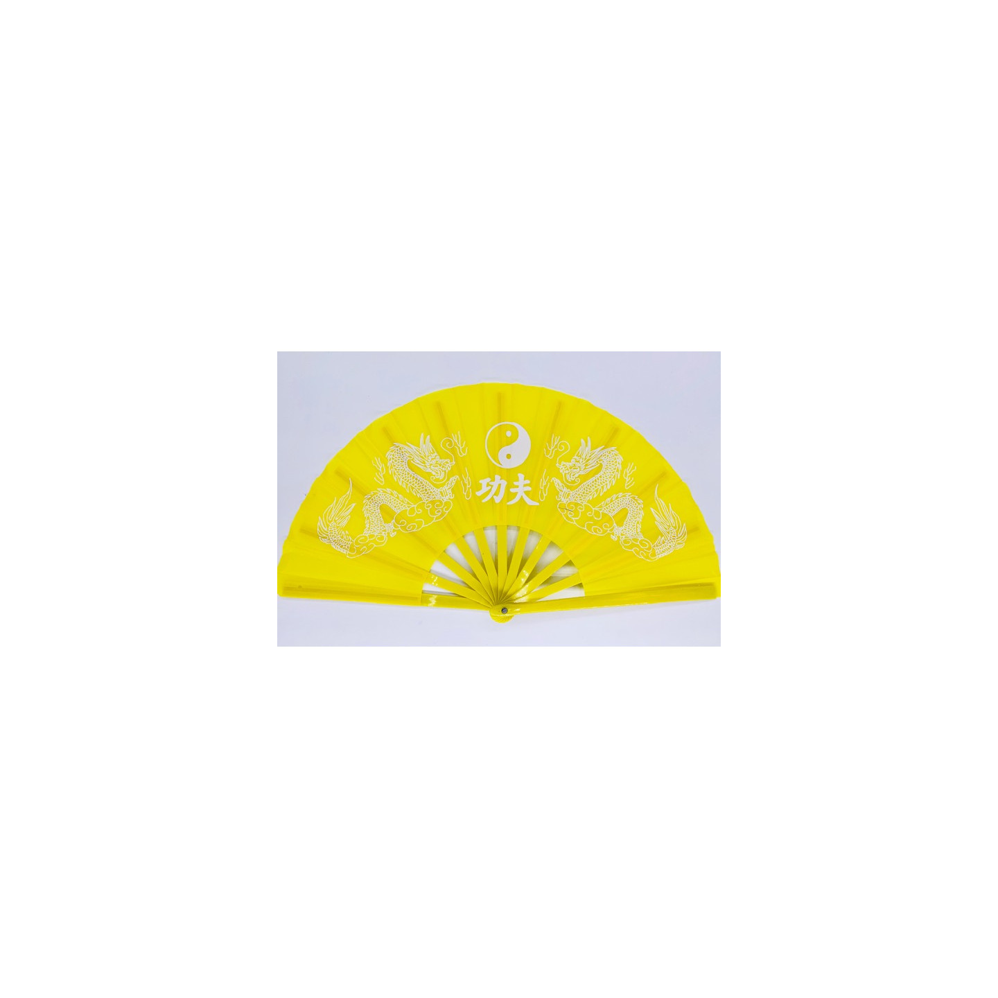 Yellow Tai Chi Hand Fan – Kung Fu Dragon & Yin Yang
