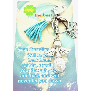 Turquoise "LUCK" Angel Keychain with Tassel