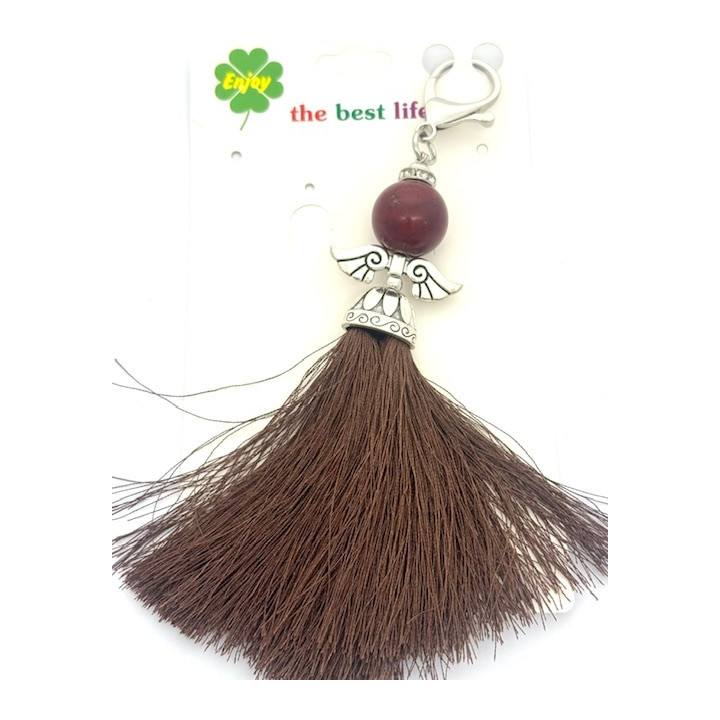 Brown Guardian Angel Tassel Keychain